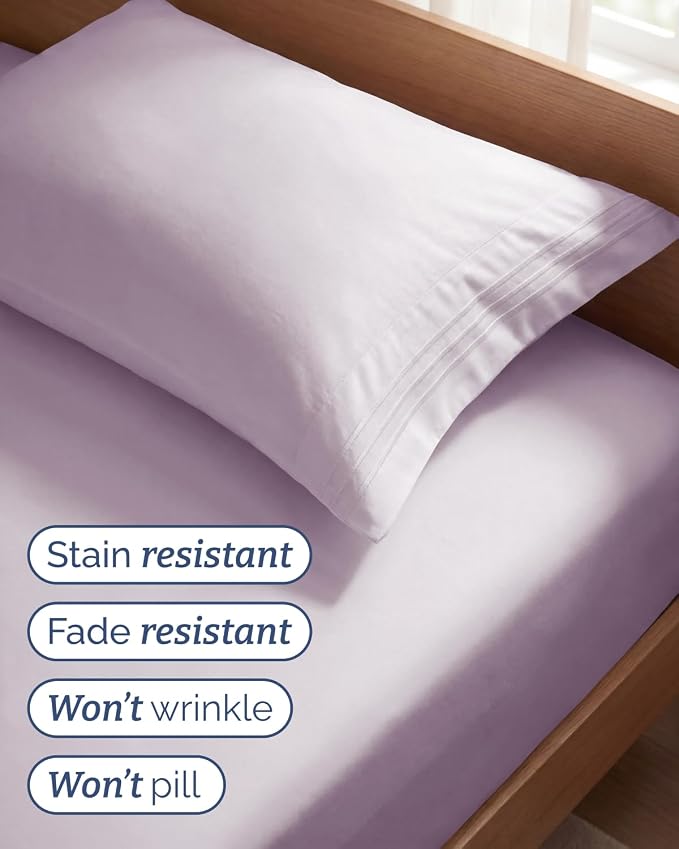 Twin Size 3 Piece Sheet Set - Breathable & Cooling Sheets - Light Lavender | Hotel Luxury Bed Sheets for Women & Men, Deep Pockets, Easy-Fit, Extra Soft and Wrinkle Free Sheets, Oeko-Tex Bed Sheet Set