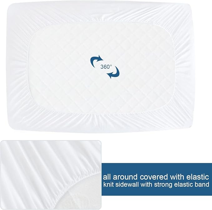 Short King Terry Mattress Protector Waterproof for 72''×75'' up to 14'' | Ultra Soft & Breathable Smooth Top Fitted Mattress Cover Skin-Friendly Machine Washable