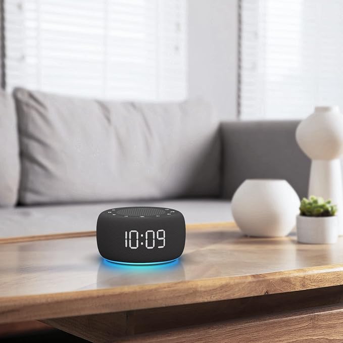 Buffbee Sound Machine & Alarm Clock 2-in-1, 0-100% Clock Face Brightness, Bottom Colored Light, Sleep Timer, Precise 30-Level Volume Control White Noise Machine