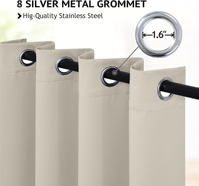 COSVIYA Grommet Room Darkening Stone Curtains 84 inch Long for Bedroom | Light Blocking Insulated Thermal Curtains for Living Room, Blackout Thick Polyester Window Drapes,52x84 inches, 2 Panels