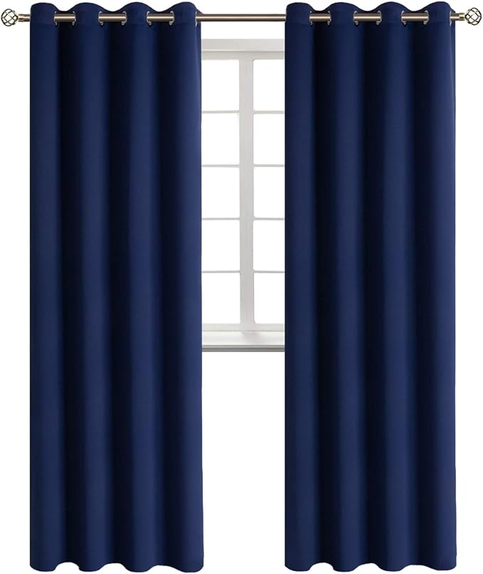 BGment Blackout Curtains - Grommet Thermal Insulated Room Darkening Bedroom and Living Room Curtains, Set of 2 Panels (52 x 108 Inch, Navy) | Grommet Top, Black Out, Extra Long, Room Darkening, Sunblock, Thermal Insulated, Window Drapes for Bedroom, 52...