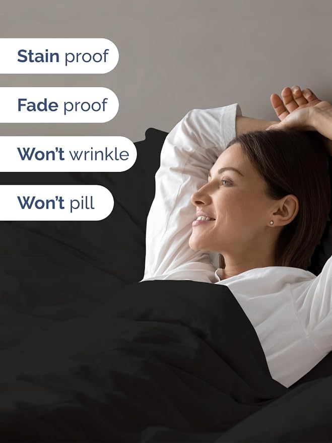 Duvet Cover Oversized King Size - 3 Piece with Zipper Closure - Black | Soft, Breathable, Oversized King Duvet Cover 120" x 98" with 2 Pillow Shams, Zipper Closures & Ties, Women, Men, Kids & Teens