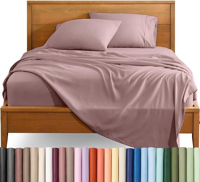 Bare Home Cal King Sheet Set - 1800 Ultra-Soft (California King, Mauve) | Deep Pockets 6 to 15 Inches, Breathable, Hypoallergenic, Hotel Luxury, Easy Fit, Soft, All-Season