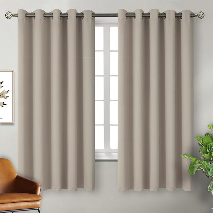 BGment Camel Room Darkening Curtains 63 Inch for Bedroom - 2 Panels | Grommet Top, Light-Blocking, Sunblock, Thermal Insulated, Window Drapes for Kids Boys Room, 70x63 Inch