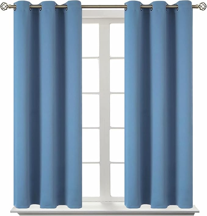 BGment Short Curtains for Small Window 54 Inch Long - Denim Blue 2 Panels | Grommet top, Blackout, Room Darkening, Sunblock, Thermal Insulated, Window Drapes for Kitchen, 38x54 Inch