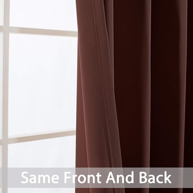 Yakamok Chocolate Brown Room Darkening Curtains 84 inch Sliding Door Drapes | 1 Extra-wide Panel,W100xL84,Soft Triple-weave,Grommet,Blackout Thermal Insulated Drapes,Privacy,Light Reduction,Patio doors