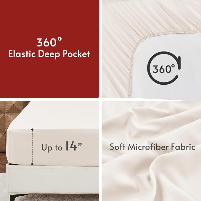 7 Pieces Queen Comforter Set, Reversible Bed in a Bag Queen Size, All Season Bedding Set with Comforter, Flat Sheet, Fitted Sheet, Pillowcases & Shams, Peacock Blue & Ivory
