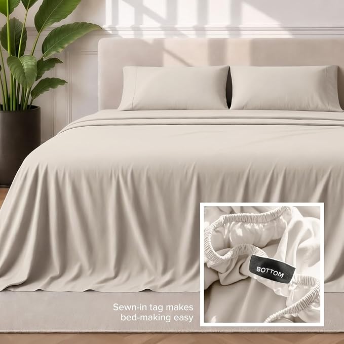 Bare Home Sheet Set - 1800 Ultra-Soft (Split Head Flex King, Wheat) | Deep Pockets 6 to 15 Inches, Breathable, Hypoallergenic, Hotel Luxury, Easy Fit, Soft, All-Season