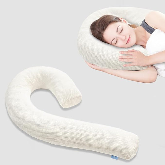 Swan Shaped Body Pillow Cover Fabric, Long Pillow Case, Beige, 1Pack | Breathable & Skin-Friendly, (Pillow Not Included)