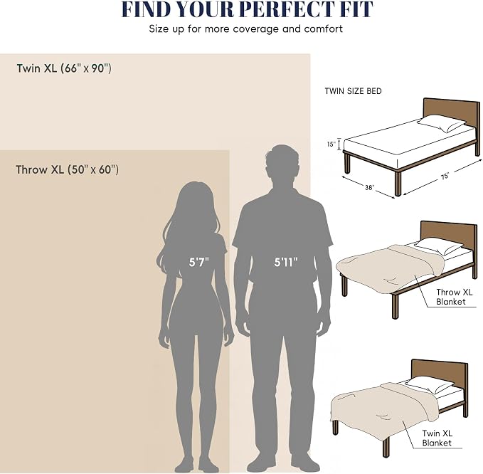 PHF Lightweight 100% Cotton Waffle Blanket for Bed, Twin XL, Indigo | Pre-Washed Soft Cotton Comfort, Breathable Layering Warmth for Fall & Winter, Couch & Guest Room, Couch, Home Decor & Gifts