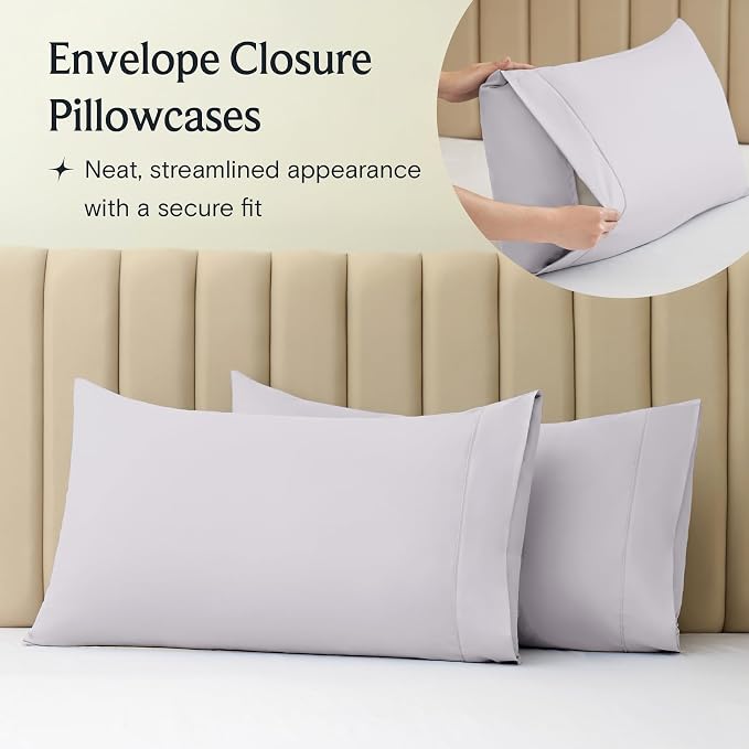 LuxClub Twin XL Sheets Set, Cooling & Soft Deep Pocket Bed Sheets, 3PC | LuxClub Silky Fitted Sheet & Pillowcase Sets, Breathable Hotel Luxury Bedding for Mattress Wrinkle Free, Dove Gray