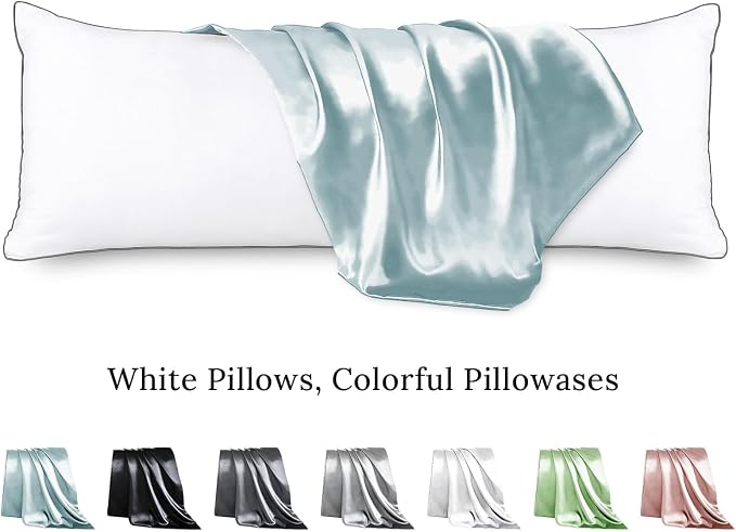 Body Pillow with Satin Pillowcase, Body Pillow for Adults | 20"x54", Removable Cover, OEKO-TEX Certified Down Alternative Filling,Washing Machine