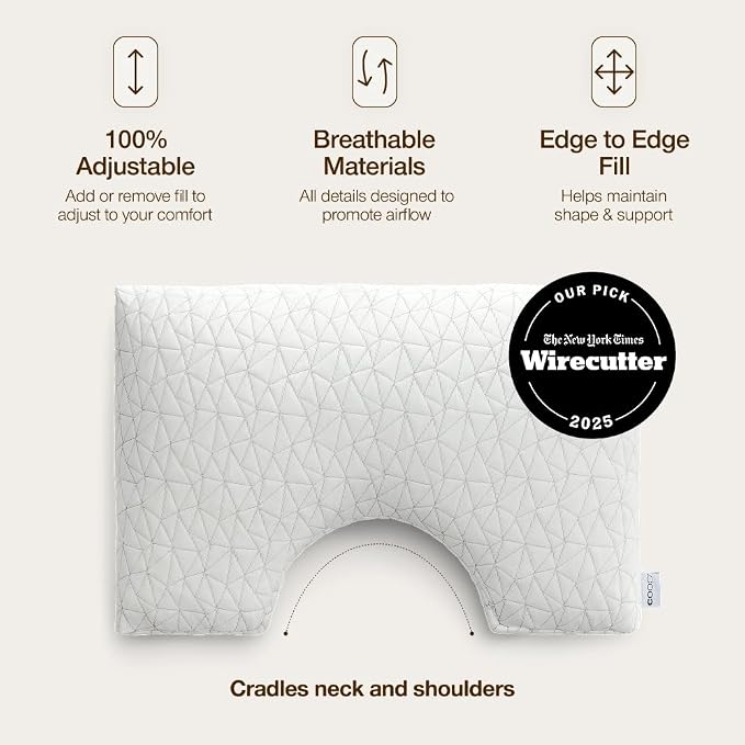 Coop Home Goods Original Cut-Out Adjustable Pillow, King Size Bed Pillows for Neck & Head Support, Memory Foam Pillows - Medium Firm for Side Sleeper, CertiPUR-US/GREENGUARD Gold