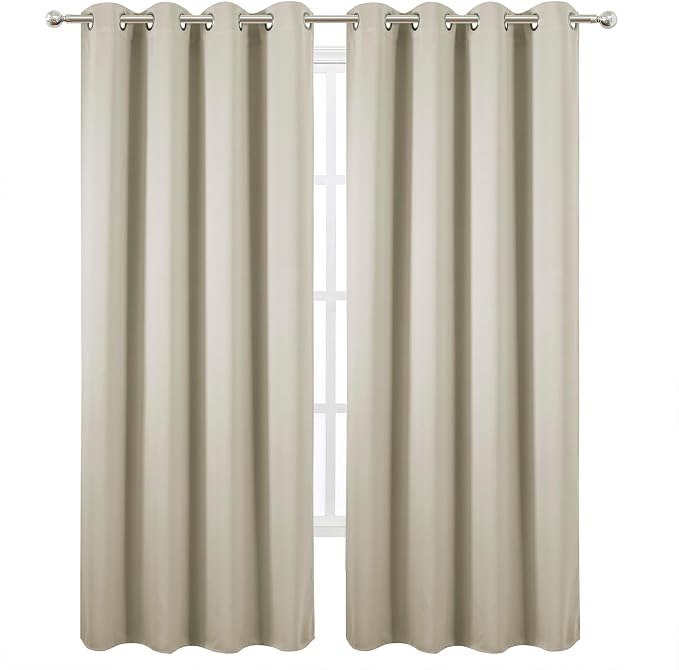 Blackout Curtains 52 x 90 Inch Long Light Beige Curtains Set of 2 Panels Room Darkening Curtains for Bedroom and Living Room