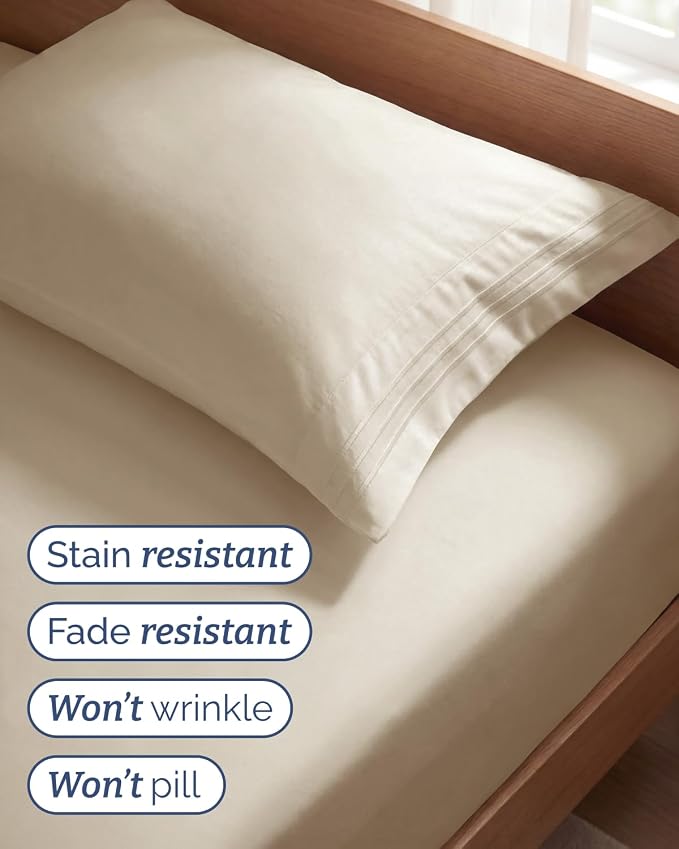 Twin Size 3 Piece Sheet Set - Comfy Breathable & Cooling Sheets - Wheat | Hotel Luxury Bed Sheets for Women & Men, Deep Pockets, Easy-Fit, Extra Soft and Wrinkle Free Sheets, Oeko-Tex Bed Sheet Set