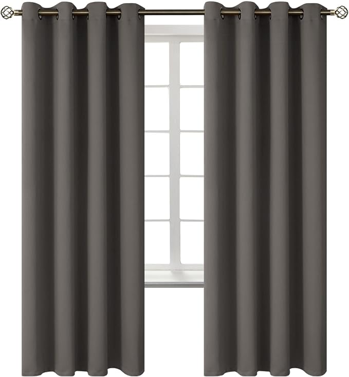 BGment Grey Blackout Curtains for Bedroom 72 Inch Long - 2 Panels | Grommet Top, Black Out, Room Darkening, Sunblock, Thermal Insulated, Window Drapes for Kids Boys Room, 52x72 Inch