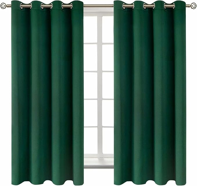 BGment Blackout Curtains - Grommet Thermal Insulated Room Darkening Bedroom and Living Room Curtains, Set of 2 Decorative Curtain Panels (52 x 63 Inch, Emerald Green) | Grommet Top, Black Out, Room Darkening, Sunblock, Thermal Insulated, Window Drapes ...