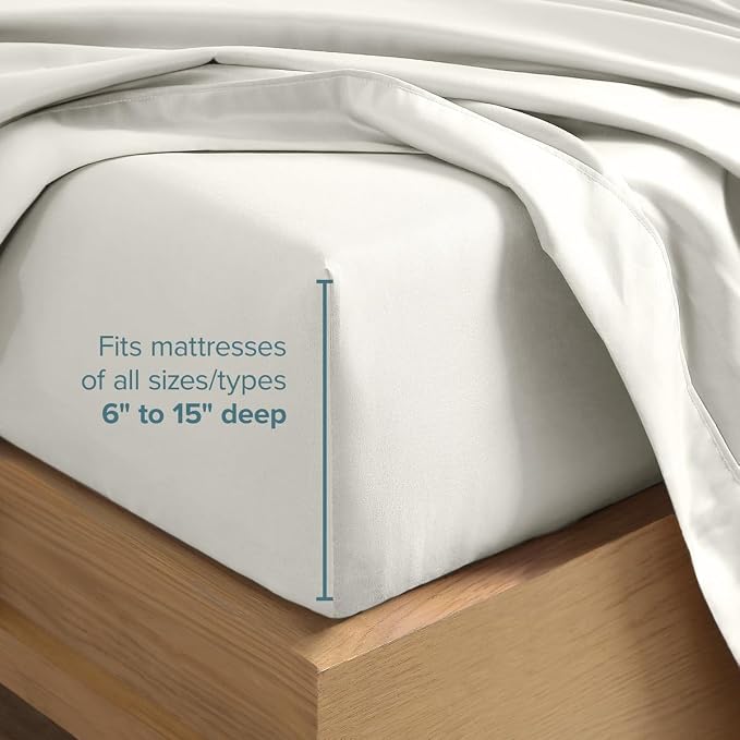 Bare Home Twin Sheet Set - 1800 Ultra-Soft (Twin, Cream) | Deep Pockets 6 to 15 Inches, Breathable, Hypoallergenic, Hotel Luxury, Easy Fit, Soft, All-Season