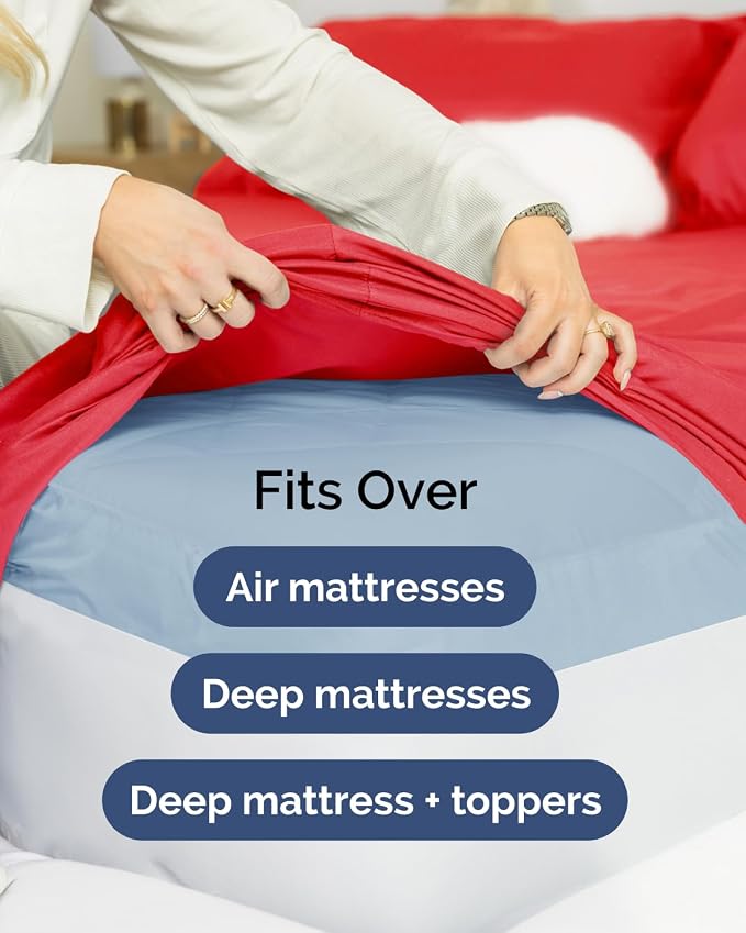 2 Pack Extra Deep Twin XL Fitted Sheets with Extra Deep Pockets - Red | Hotel Luxury Bottom Fitted Sheets Only, Soft, Fade & Wrinkle Free, Breathable & Comfy, All Around Elastic Fitted Sheets