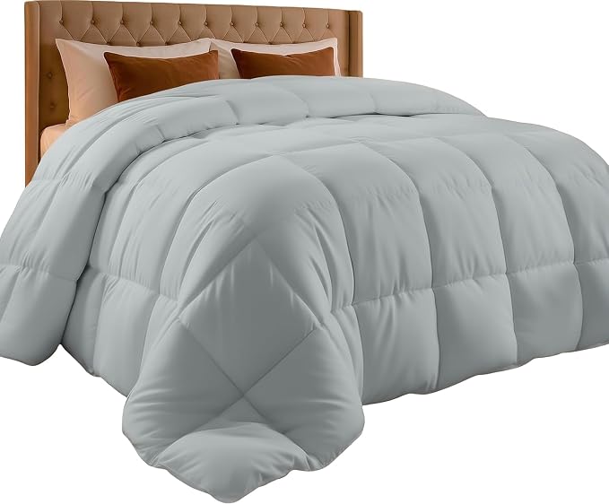 Utopia Bedding Cal King Comforter, Duvet Insert, Light Grey, 96 x 102 in | Soft and Fluffy Down Alternative Bed Comforter, All Season, Breathable, Corner Tabs, Box Stitched, Durable, Machine Washable