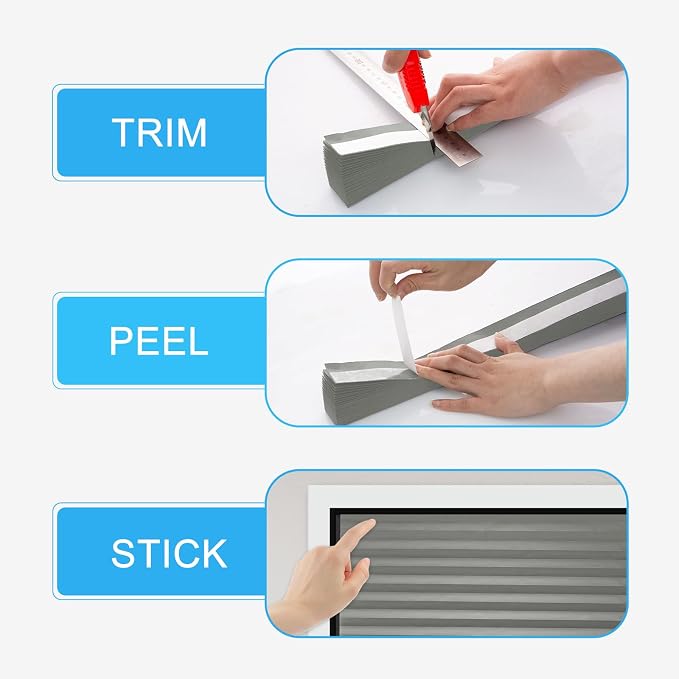 MYshade 6 Pack Temporary Light Filtering Paper Shades for Windows,Paper Pleated Blinds with Adhesive,No Tools No Drilling Free Cut Size Temporary Room Darkening Shades(Grey, 36" W x 72" H)