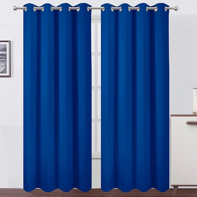 Blackout Curtains 52 x 90 Inch Long Royal Blue Curtains Set of 2 Panels Room Darkening Curtains for Bedroom and Living Room