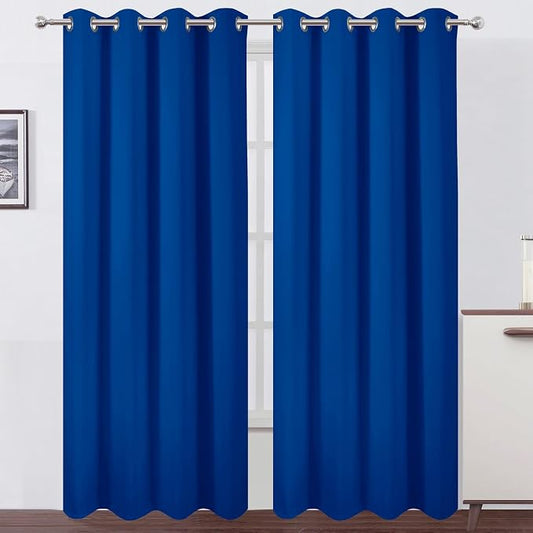 Blackout Curtains 52 x 90 Inch Long Royal Blue Curtains Set of 2 Panels Room Darkening Curtains for Bedroom and Living Room