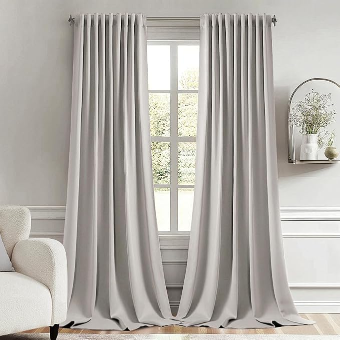 MIULEE Cobblestone Back Tab Blackout Curtains 52x120 Inch Long 2 Panels Set | Rod Pocket Pinch Pleated, Thermal Insulated, Bedroom Living Room Darkening Privacy Drapes, Extra Long Light Blocking Curtains