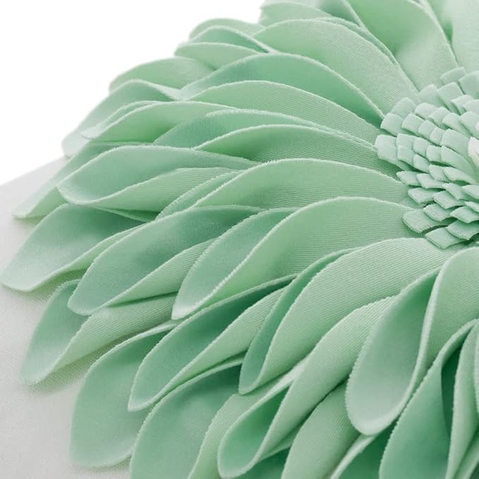 OiseauVoler 3D Sunflower Throw Pillow Cover Decorative Handmade Cushion Cover Pillowcase for Couch Living Room Home Decor 18 x 18 Inch Mint Green