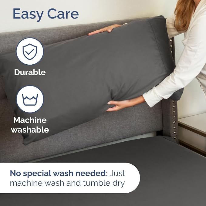Extra Deep Split King Sheet Set - 5 Piece Soft & Cooling Sheets - Charcoal | Easily Fits 18 to 24 inch Mattress - Ultra Soft, Wrinkle & Fade Free with Extra Deep Pockets - Comfy Hotel Luxury Bedding