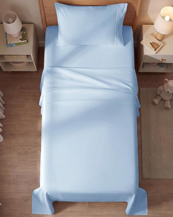Twin Size 3 Piece Sheet Set - Comfy Breathable & Cooling Sheets - Sky Blue | Hotel Luxury Bed Sheets for Women & Men, Deep Pockets, Easy-Fit, Extra Soft and Wrinkle Free Sheets, Oeko-Tex Bed Sheet Set