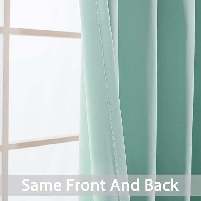 Yakamok Room Darkening Curtains 70x84 inch Length Aqua-Living Room | 2 panels,grommet blackout window treatment,thermal insulated,light blocking drapes,privacy protection,bedroom dining room