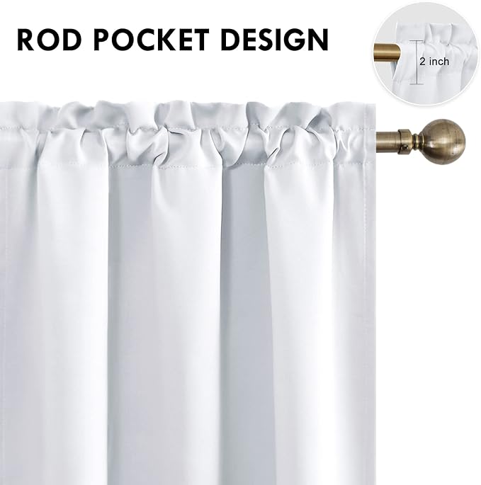 DWCN Blackout Curtains for Bedroom Living Room 42 x 54 Inch Long 2 Panels | Room Darkening, Thermal Insulated, Light Blocking, Rod Pocket Drapes, Noise Reducing Window Treatments, Greyish White