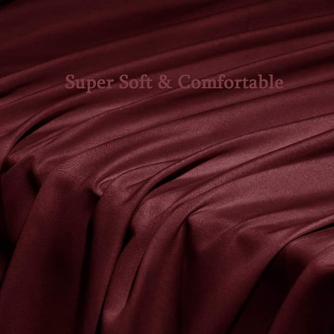 SONORO KATE Bed Sheet Set Super Soft Microfiber 1800 Series Luxury Egyptian Sheets Fit 18-24 Inch Deep Pocket Mattress Wrinkle-6 Piece (Burgundy, Queen)
