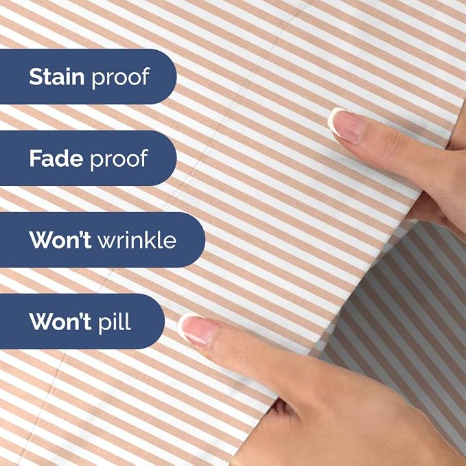 Twin Size 3 Piece Sheet Set - Ultra Soft & Cooling Sheets - Blush Stripes 1 | Fits 8 Inch to 16 inch Mattress, Wrinkle Free & Fade Resistant with Deep Pockets, Breathable, Comfy Hotel Luxury Bedding