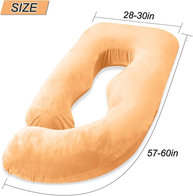 60 Inch Pregnancy Pillow for Sleeping (Brown) | Extra Large U Shaped Body Pillow, Maternity Pillow for Pregnant Women