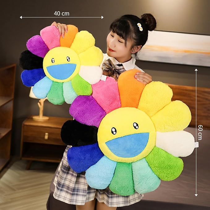 FIONOUT Sunflower Plush Pillow, Soft Floor Cushion, Cute Room Decor, 15.7in, Pink-b | Soft Plush Flower Cushion With Vibrant Color Combination, Ideal For Bedroom Decor, Sofa Styling And Everyday Comfort.