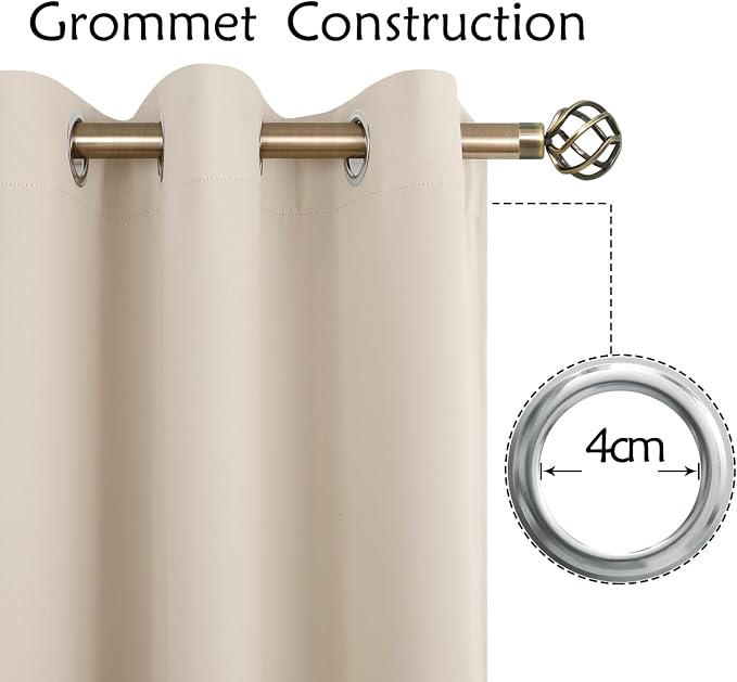 BGment Champagne Room Darkening Curtains 63 Inch for Bedroom - 2 Panels | Grommet Top, Light-Blocking, Sunblock, Thermal Insulated, Window Drapes for Kids Boys Room, 42x63 Inch