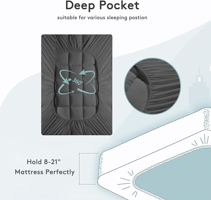 SameBed Mattress Topper Queen,Extra Thick Mattress Pad Cover for Back Pain,Cooling Mattress Protector with 8-21 Inch Deep Pocket,Overfilled Down Alternative Filling,Grey