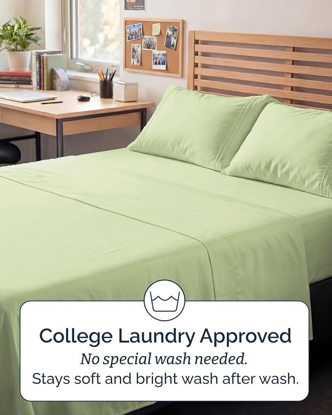 Full XL Sheets - 4 Piece Full XL Sheet Set - Breathable - Light Sage Green | Hotel Luxury Bedding for Women & Men with Deep Pockets, Ultra-Soft, Comfy, Easy-Fit, Wrinkle Free & Fade Resistant, Oeko-Tex