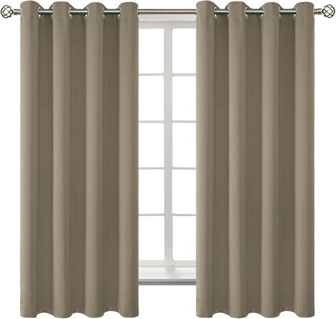 BGment Cocoa Room Darkening Curtains 63 Inch for Bedroom - 2 Panels | Grommet Top, Light-Blocking, Sunblock, Thermal Insulated, Window Drapes for Kids Boys Room, 52x63 Inch
