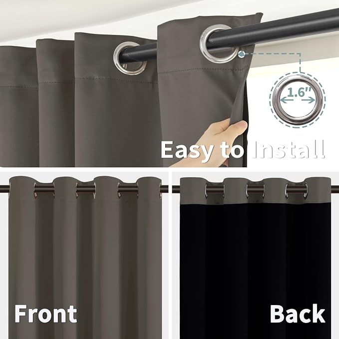 BGment Short 100% Blackout Curtains for Bedroom, Thermal Insulated Energy Efficiency Noise Reducing Grommet Curtains 45 Inch Length with Liner for Small Window 2 Panels Each 42 Inch Wide, Grey