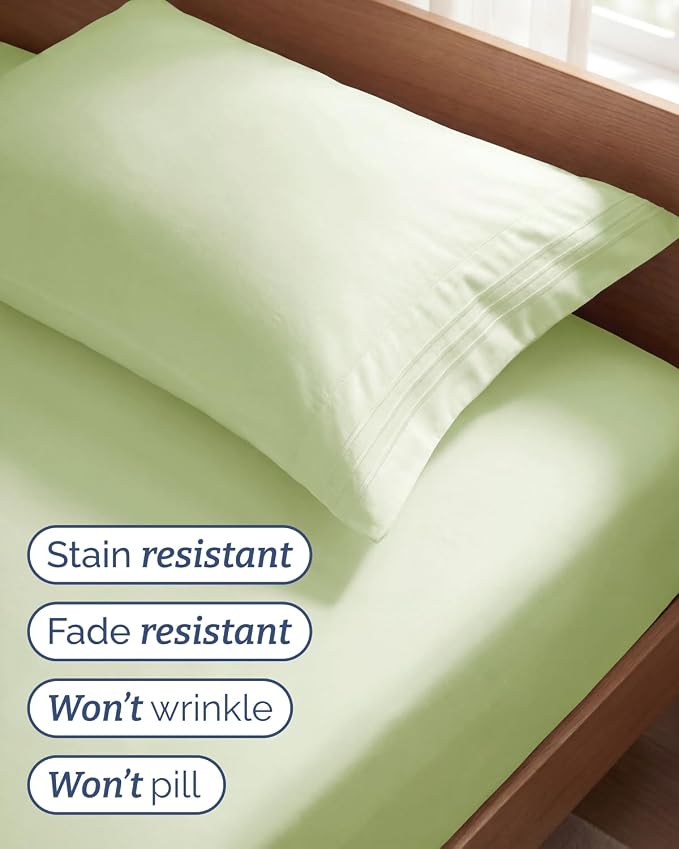 Twin Size 3 Piece Sheet Set - Comfy Breathable & Cooling - Light Sage Green | Hotel Luxury Bed Sheets for Women & Men, Deep Pockets, Easy-Fit, Extra Soft and Wrinkle Free Sheets, Oeko-Tex Bed Sheet Set