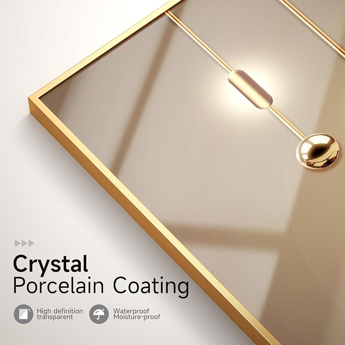 Cuspin Large Modern Luxury Wall Art for Living Room, 3 Piece 24x36 In | Soild golden framed prints, Crystal coating wall paintings, Big geometric wall art for bedroom dining room hallway