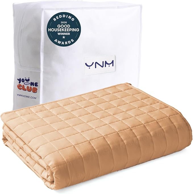 YnM 10lbs Weighted Blanket for Adults, Heavy Bed Throw Blanket with Cooling Glass Beads for All Season Use, Ideal for ~90lbs (48x72 Inches, Twin/Full, Terracotta)