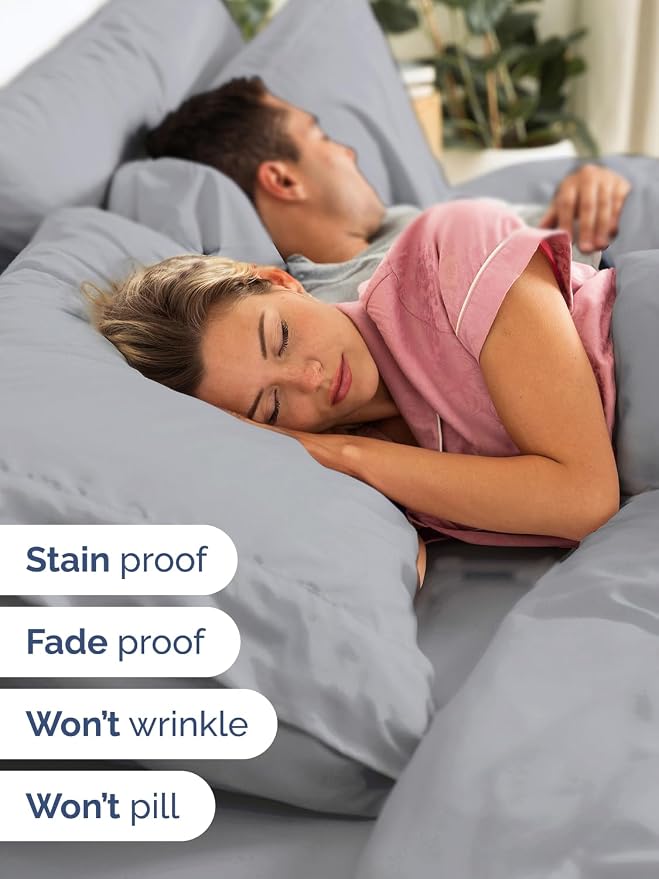 Extra Deep Split King Sheet Set - 5 Piece Breathable Cooling - Steel Blue | Easily Fits 18 to 24 inch Mattress - Ultra Soft, Wrinkle & Fade Free with Extra Deep Pockets - Comfy Hotel Luxury Bedding