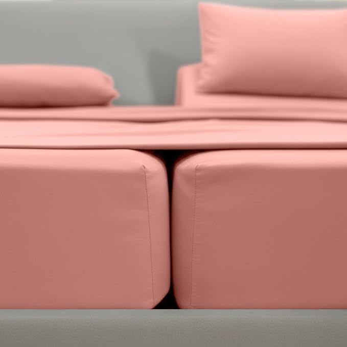 Elegant Comfort Luxury 1500 Premium Hotel Quality Microfiber 5-Piece Sheet Set - Wrinkle Resistant, All Around Elastic Fitted Sheet, Deep Pocket up to 16", Split King, Dusty Rose