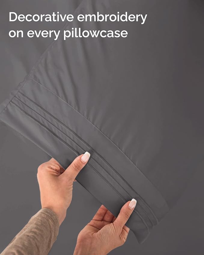 Twin Size 3 Piece Sheet Set - Comfy Breathable & Cooling Sheets - Dark Grey | Hotel Luxury Bed Sheets for Women & Men, Deep Pockets, Easy-Fit, Extra Soft and Wrinkle Free Sheets, Oeko-Tex Bed Sheet Set