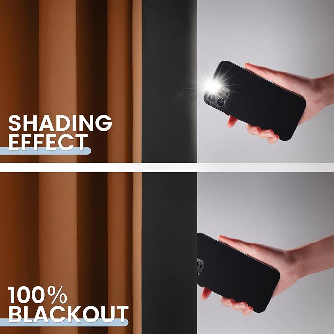 SimpleHome Orange 100% Blackout Curtains Room Darkening Living Room 90 Inch | Curtains for Bedroom,Thermal Insulated Grommet Window Drapes,Curtains for Living Room with Black Back,52 x 90 Inch,2 Panels