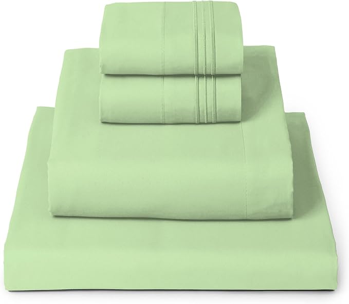 Mellanni Iconic 4-Piece, Ultra Soft Sheet Set (California King, Pistachio) | 10M+ Sleepers. Lab-tested: Sleeps Cool, Stays Bright, Strong, Smooth. Good Housekeeping Best Bedding, 7 yrs running.